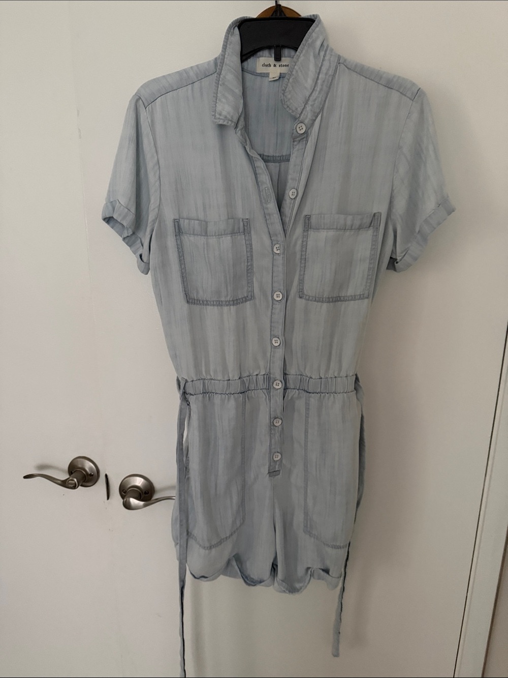 cloth & stone Light Blue Button-Front Women’s Short Romper